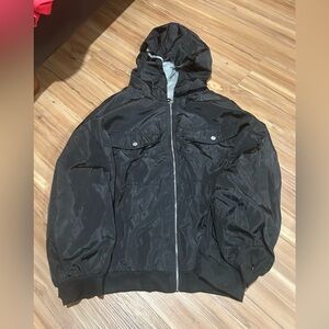 SHEIN Black Hooded Bomber Jacket Plus Size 3XL